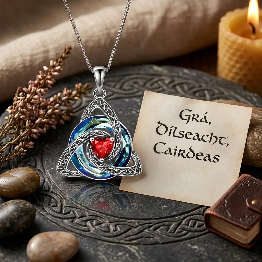 Collana con nodo celtico della Trinità e pietra natale ✨