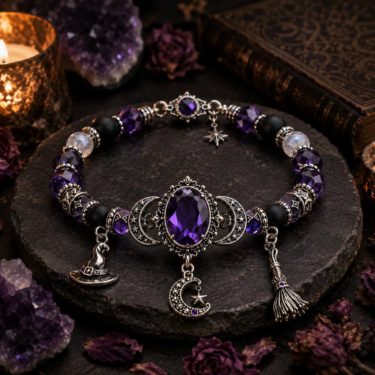 🔥 ULTIMO GIORNO: SCONTO DEL 49% – 🔮 Braccialetto da strega con ciondolo a forma di luna di cristallo