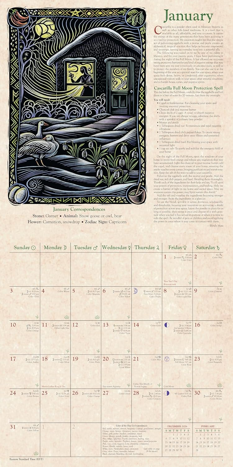 🕯️Calendario delle streghe 2027 di Llewellyn – Calendario da parete di alta qualità e regalo a tema streghe