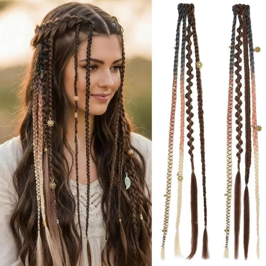 🌿🎨 Trecce boho intrecciate con perline, da applicare con clip – Un modo semplice per trasformare la tua acconciatura, perfette per i festival e per tutti i giorni (✨2 pezzi