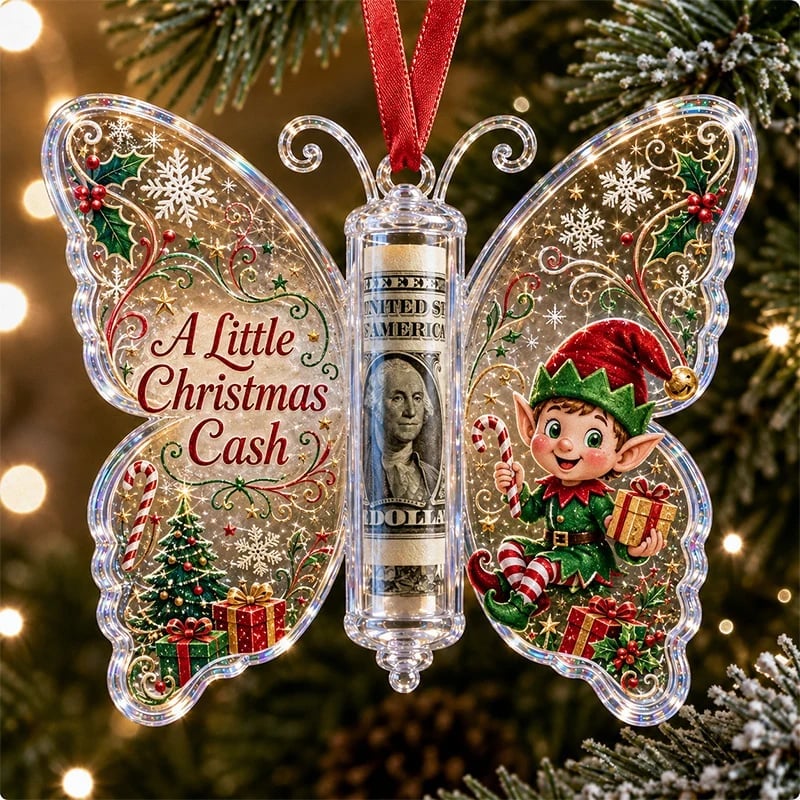 🦋💵 Ornamento a forma di farfalla per Natale, regalo in denaro – Porta soldi per le feste, ricordo 🎄✨
