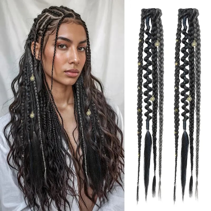 🌿🎨 Trecce boho intrecciate con perline, da applicare con clip – Un modo semplice per trasformare la tua acconciatura, perfette per i festival e per tutti i giorni (✨2 pezzi