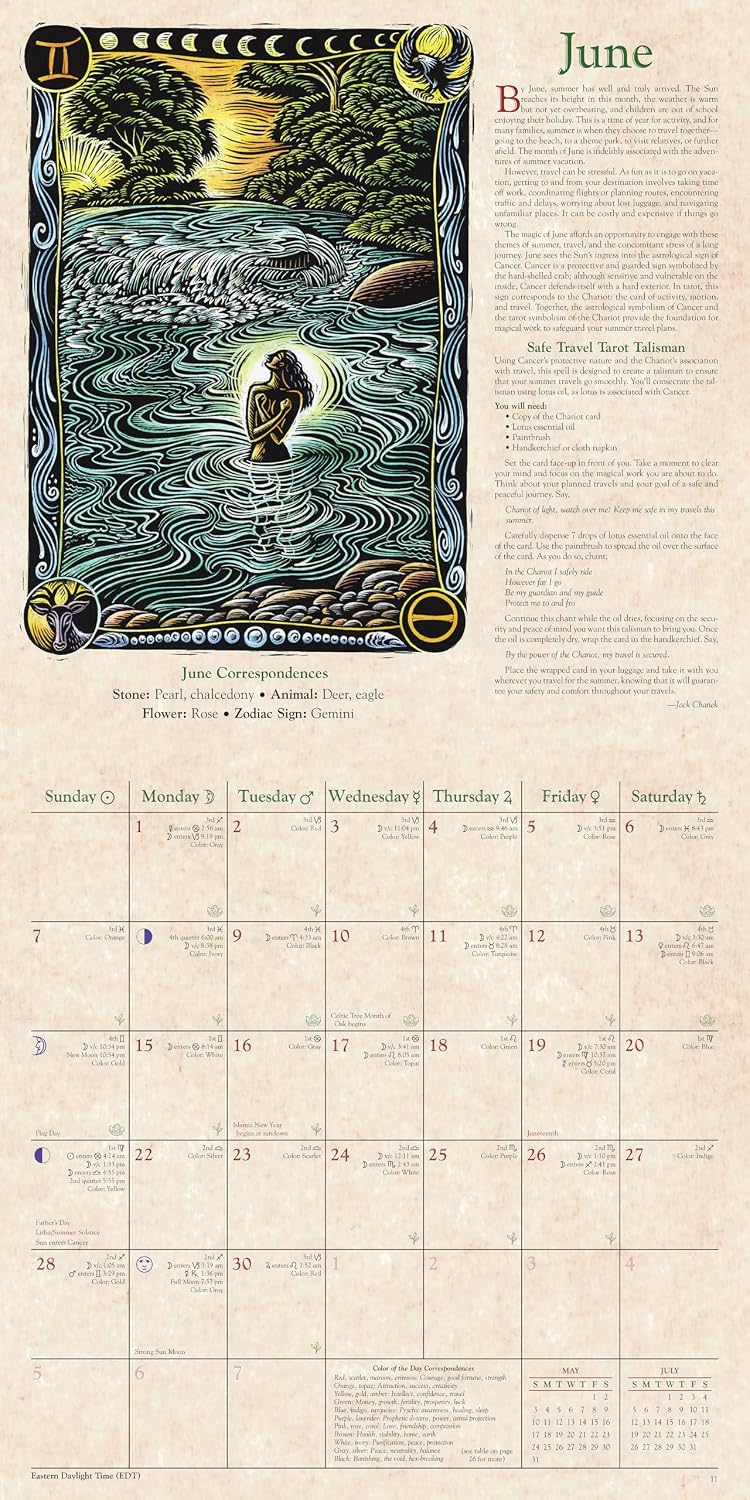🕯️Calendario delle streghe 2027 di Llewellyn – Calendario da parete di alta qualità e regalo a tema streghe