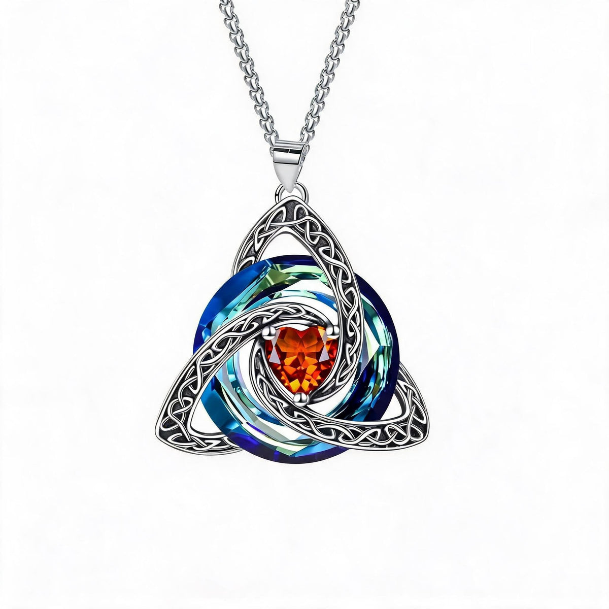 Collana con nodo celtico della Trinità e pietra natale ✨