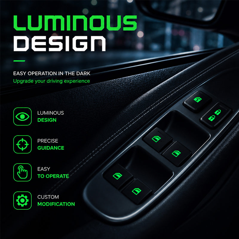 💡Adesivi luminescenti per l'interruttore dell'alzacristalli dell'auto – Adesivi di segnalazione colorati che si illuminano al bui