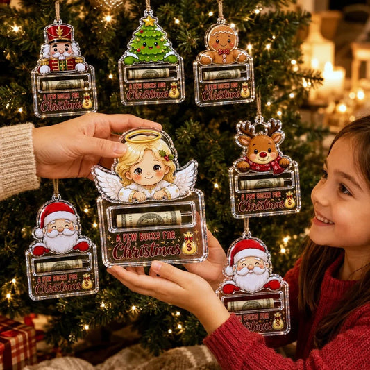 🎄Decorazione natalizia trasparente per contenere contanti | Acrilico trasparente di alta qualità con dettagli festivi, fessura nascosta per i contanti e cordino per appenderla incluso 💵✨
