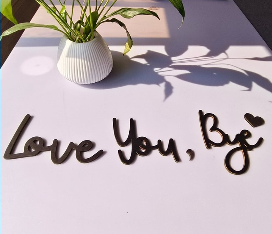 "Love you Bye" ✨Decorazione da parete in legno da appendere - Non danneggia la parete