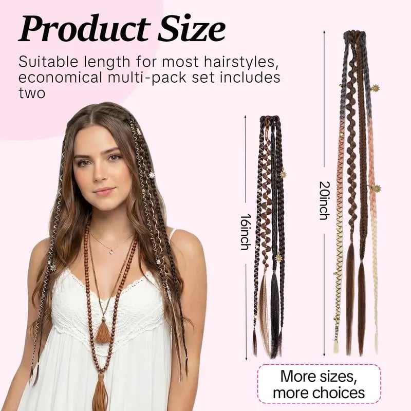 🌿🎨 Trecce boho intrecciate con perline, da applicare con clip – Un modo semplice per trasformare la tua acconciatura, perfette per i festival e per tutti i giorni (✨2 pezzi