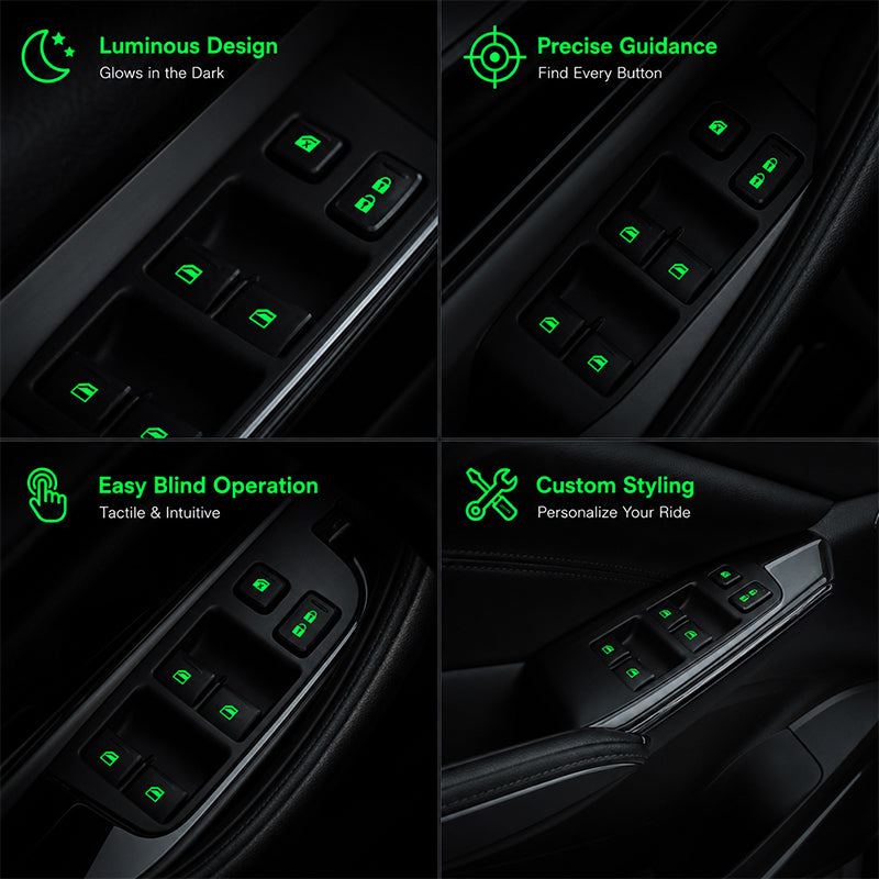 💡Adesivi luminescenti per l'interruttore dell'alzacristalli dell'auto – Adesivi di segnalazione colorati che si illuminano al bui