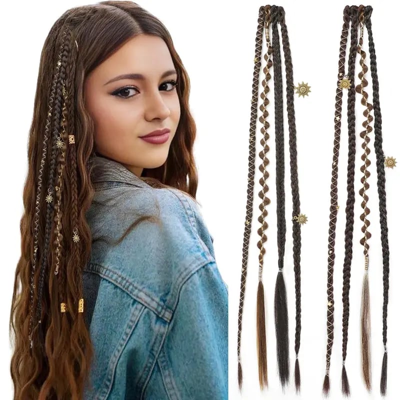 🌿🎨 Trecce boho intrecciate con perline, da applicare con clip – Un modo semplice per trasformare la tua acconciatura, perfette per i festival e per tutti i giorni (✨2 pezzi
