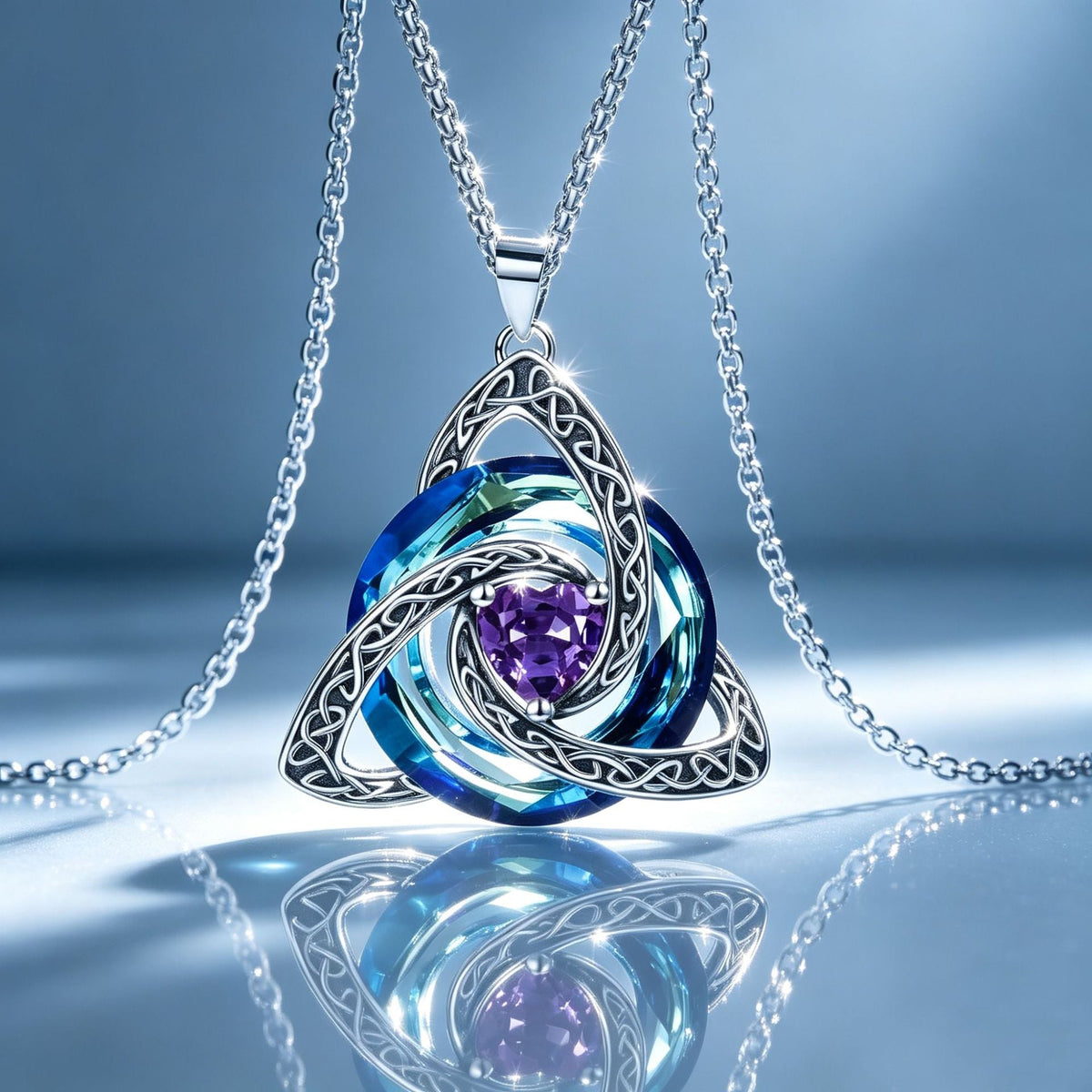 Collana con nodo celtico della Trinità e pietra natale ✨