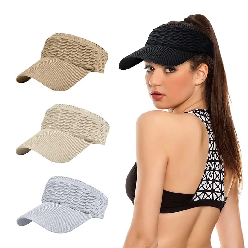 Confezione da 2 cappellini con visiera parasole da donna con coda alta