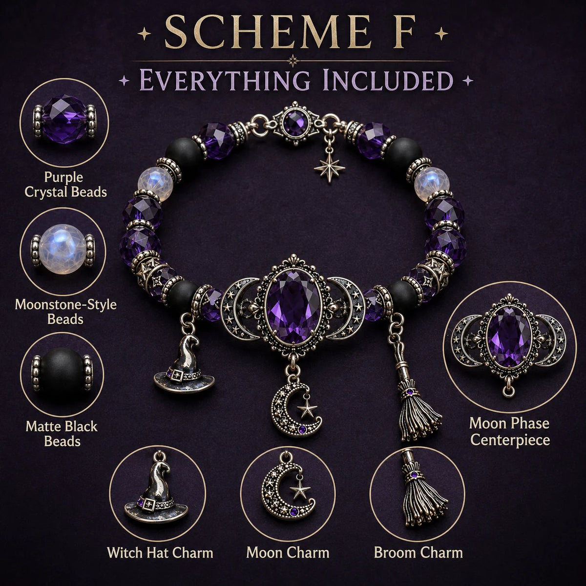 🔥 ULTIMO GIORNO: SCONTO DEL 49% – 🔮 Braccialetto da strega con ciondolo a forma di luna di cristallo