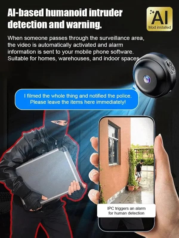 📸 Mini telecamera wireless 1080P delle dimensioni di una moneta, installabile ovunque, monitoraggio remoto in tempo reale tramite smartphone.