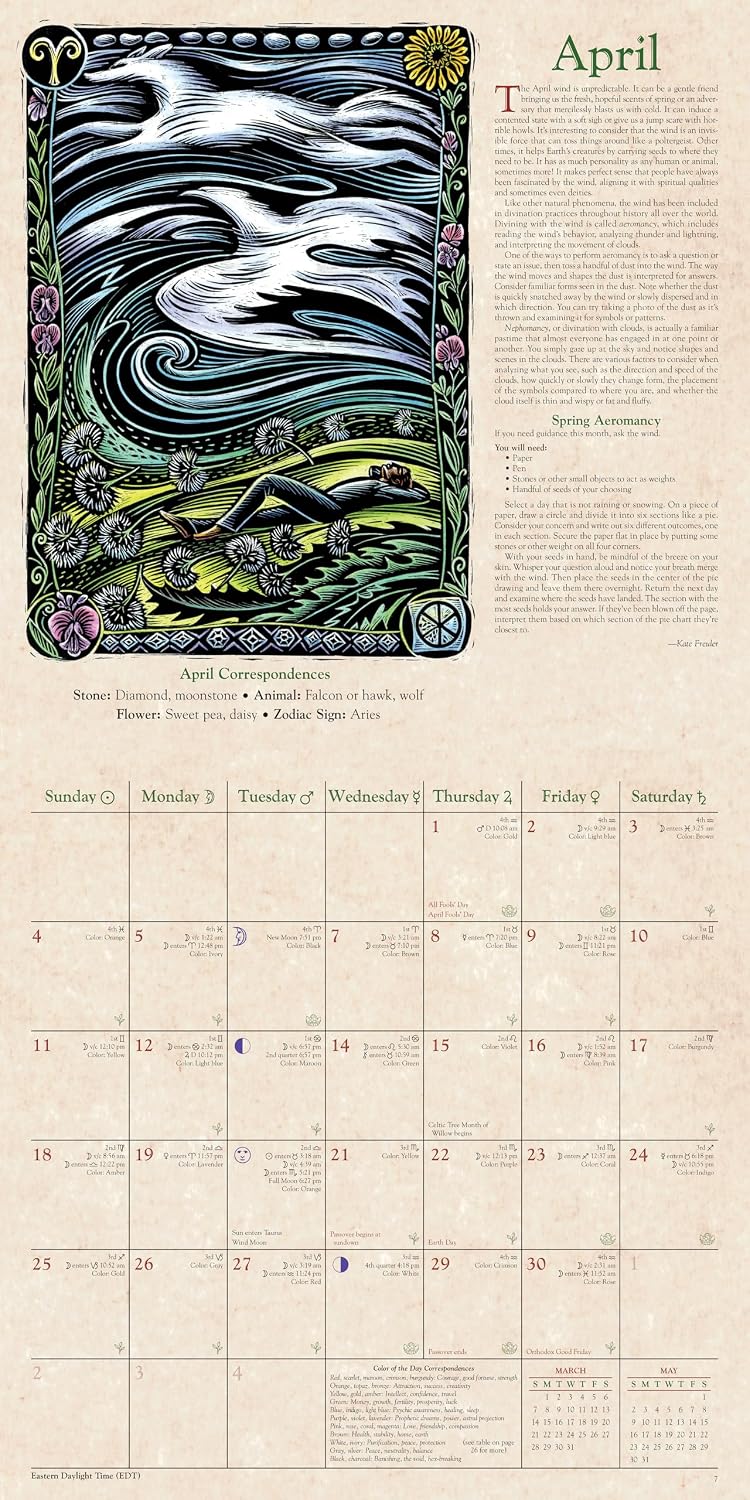 🕯️Calendario delle streghe 2027 di Llewellyn – Calendario da parete di alta qualità e regalo a tema streghe