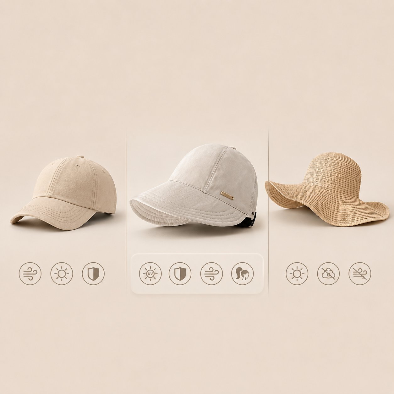 Rimani all'ombra e al fresco nelle giornate di sole - Cappello da sole a tesa larga, perfetto per chi porta la coda di cavallo
