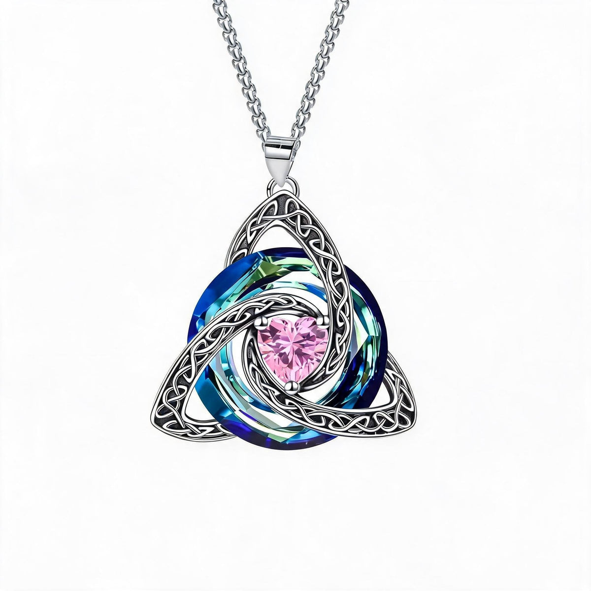Collana con nodo celtico della Trinità e pietra natale ✨