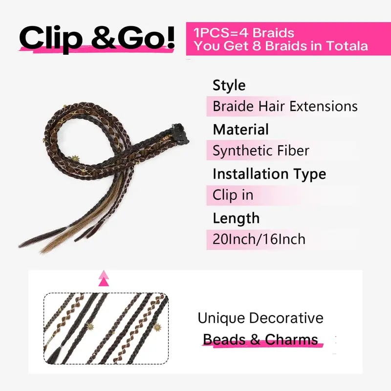 🌿🎨 Trecce boho intrecciate con perline, da applicare con clip – Un modo semplice per trasformare la tua acconciatura, perfette per i festival e per tutti i giorni (✨2 pezzi