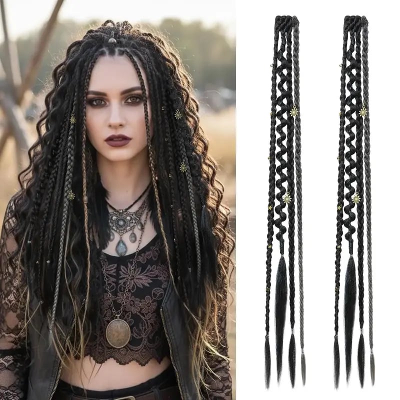 🌿🎨 Trecce boho intrecciate con perline, da applicare con clip – Un modo semplice per trasformare la tua acconciatura, perfette per i festival e per tutti i giorni (✨2 pezzi