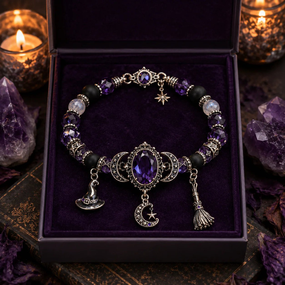 🔥 ULTIMO GIORNO: SCONTO DEL 49% – 🔮 Braccialetto da strega con ciondolo a forma di luna di cristallo