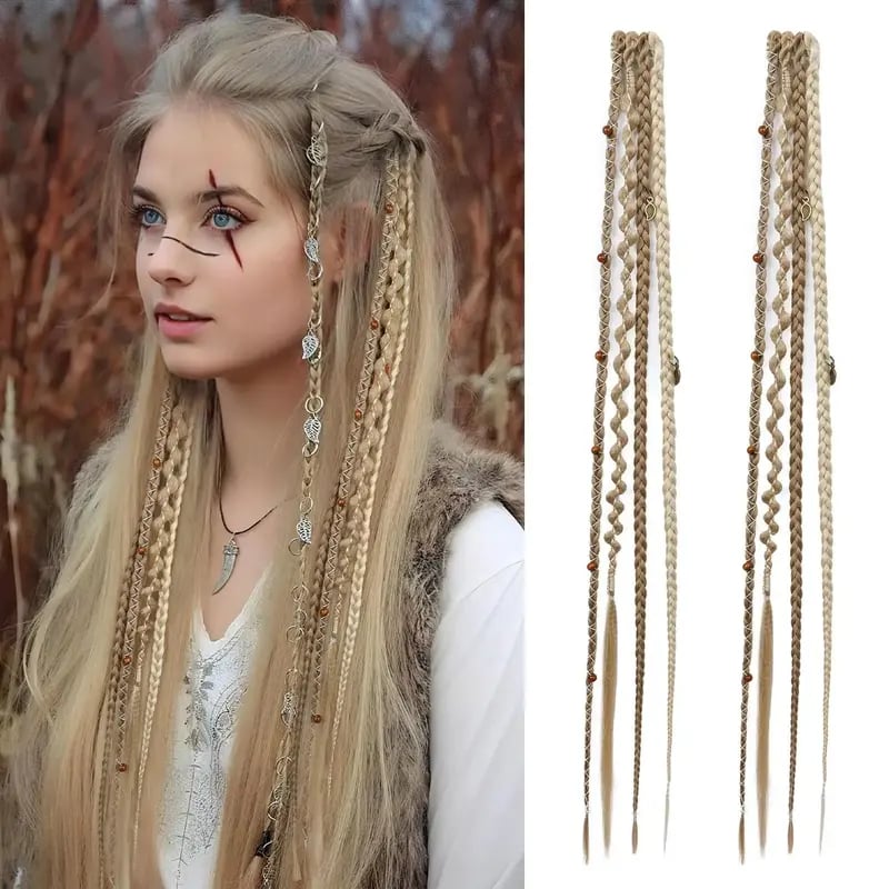 🌿🎨 Trecce boho intrecciate con perline, da applicare con clip – Un modo semplice per trasformare la tua acconciatura, perfette per i festival e per tutti i giorni (✨2 pezzi