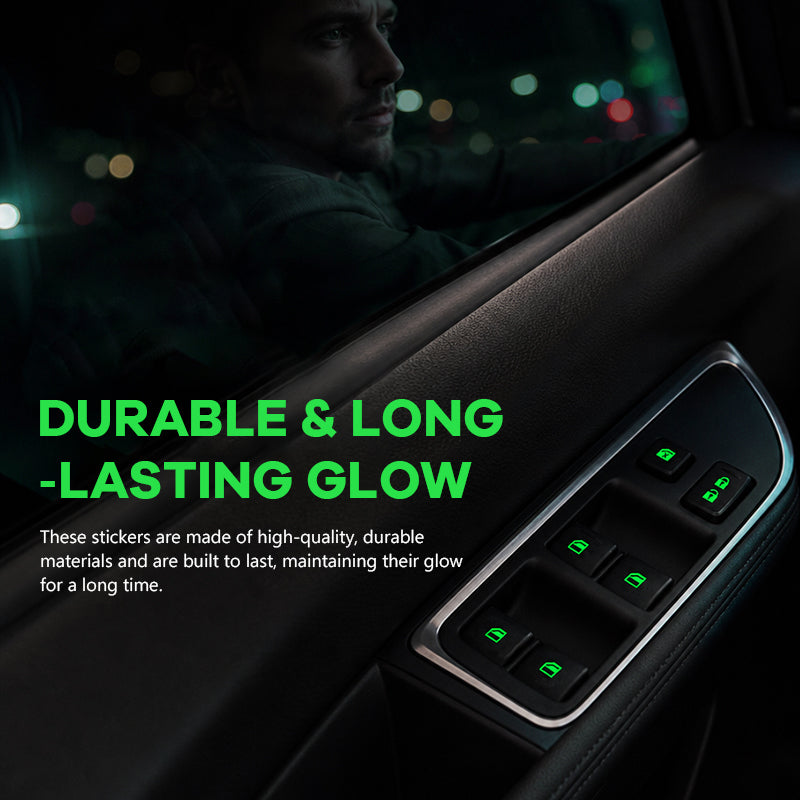 💡Adesivi luminescenti per l'interruttore dell'alzacristalli dell'auto – Adesivi di segnalazione colorati che si illuminano al bui