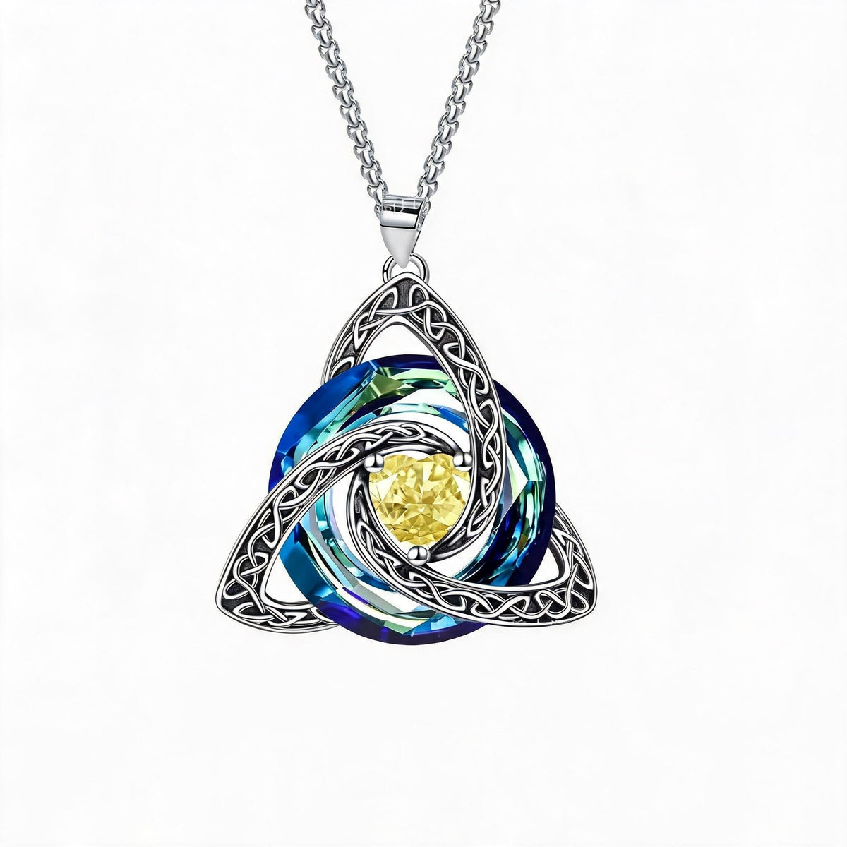Collana con nodo celtico della Trinità e pietra natale ✨