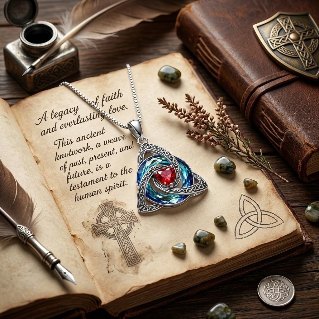Collana con nodo celtico della Trinità e pietra natale ✨