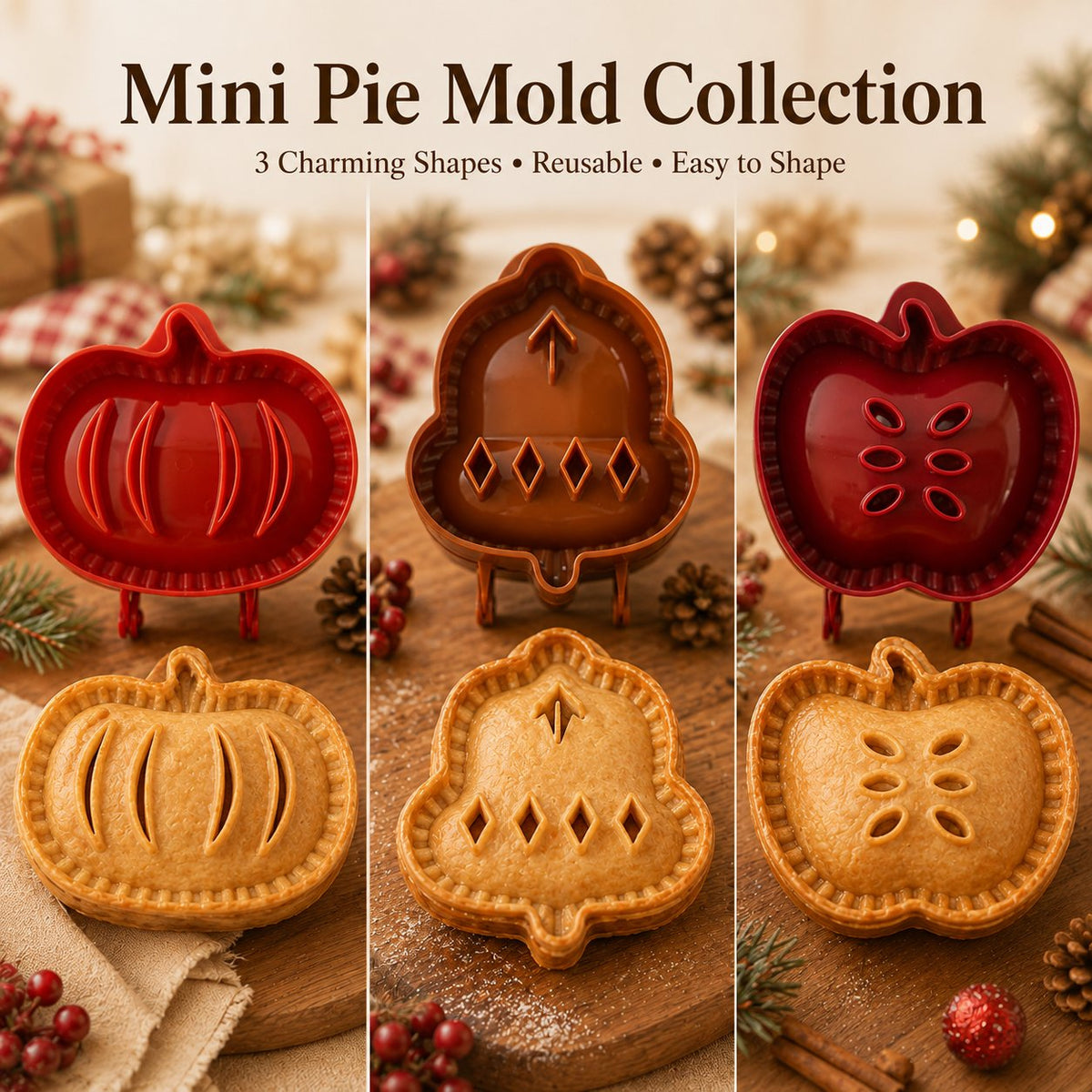 🥧Mini-stampo riutilizzabile per tortine, ideale per i principianti | 6 divertenti forme per farcire, modellare e chiudere facilmente tortine e dolci fatti in casa🍎✨