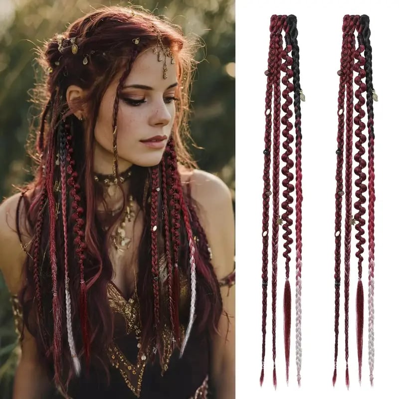 🌿🎨 Trecce boho intrecciate con perline, da applicare con clip – Un modo semplice per trasformare la tua acconciatura, perfette per i festival e per tutti i giorni (✨2 pezzi