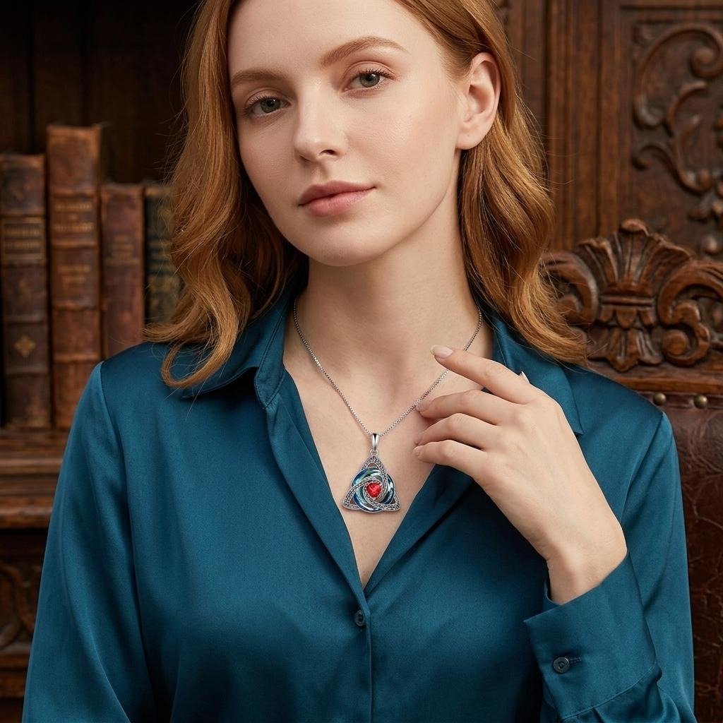 Collana con nodo celtico della Trinità e pietra natale ✨
