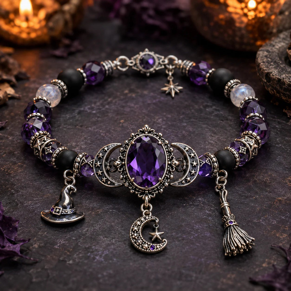 🔥 ULTIMO GIORNO: SCONTO DEL 49% – 🔮 Braccialetto da strega con ciondolo a forma di luna di cristallo