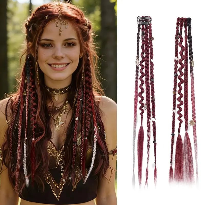 🌿🎨 Trecce boho intrecciate con perline, da applicare con clip – Un modo semplice per trasformare la tua acconciatura, perfette per i festival e per tutti i giorni (✨2 pezzi