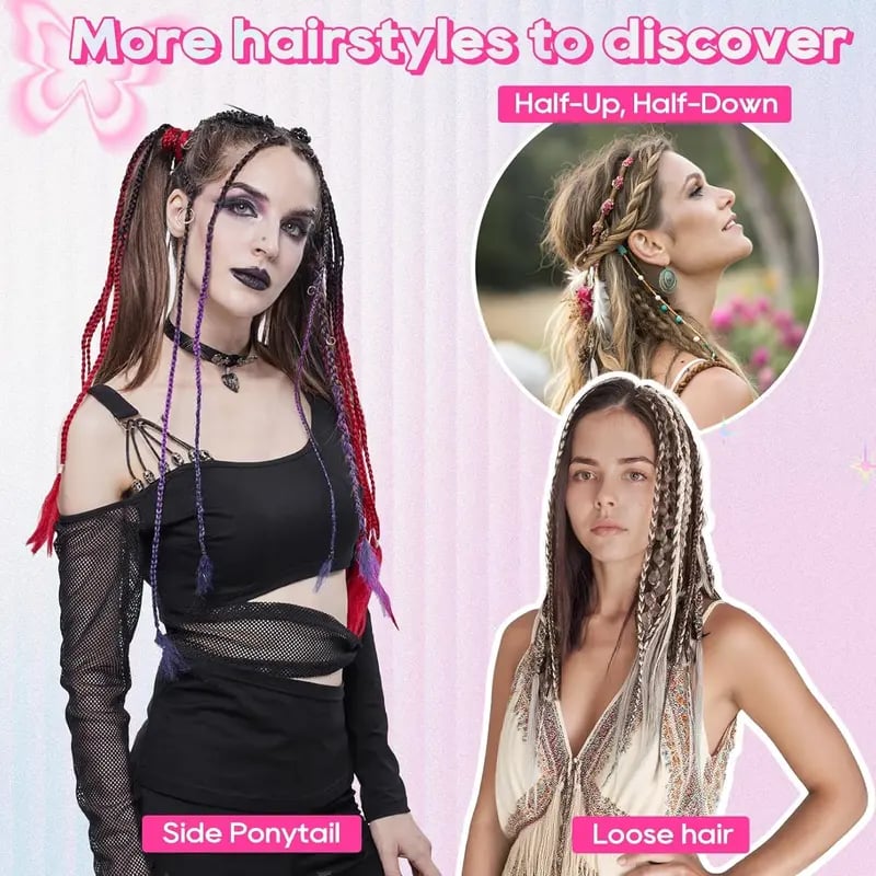 🌿🎨 Trecce boho intrecciate con perline, da applicare con clip – Un modo semplice per trasformare la tua acconciatura, perfette per i festival e per tutti i giorni (✨2 pezzi