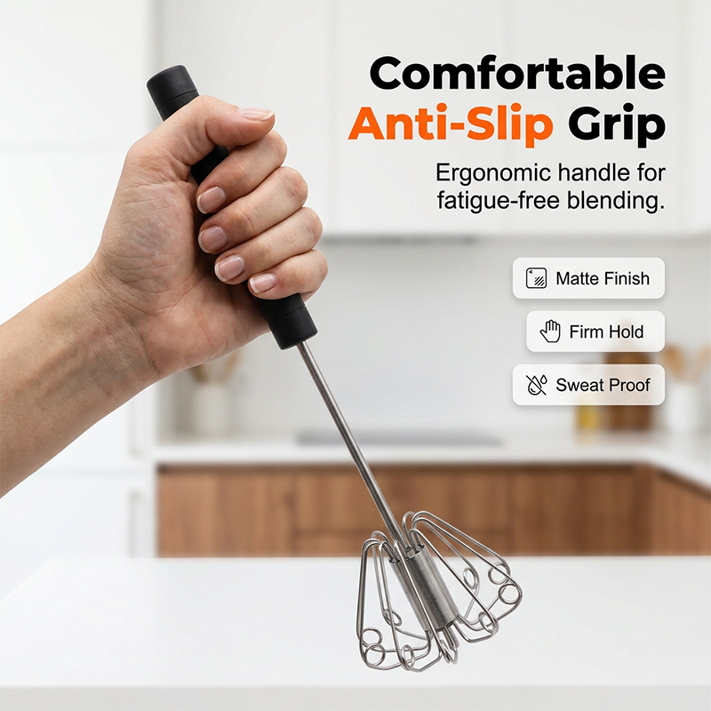 🍳 Un pratico aiutante in cucina! Frusta a pressione con impugnatura antiscivolo, in acciaio inossidabile e resistente, a un prezzo conveniente!